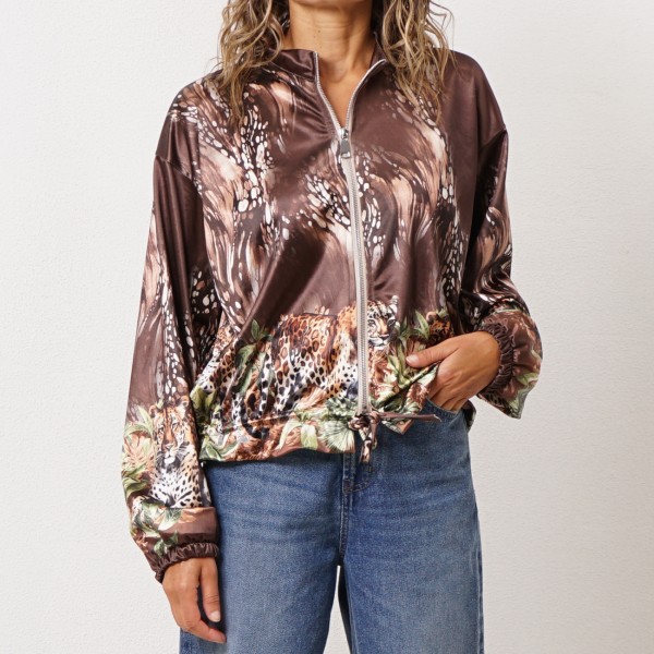 satin bomber jacket (animal print)