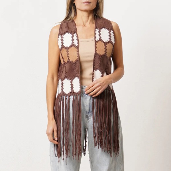 suede vest with fringe