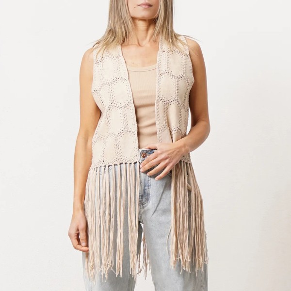 suede vest with fringe