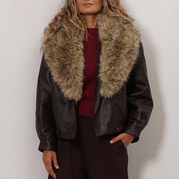 Eco-leather jackets with removable fur