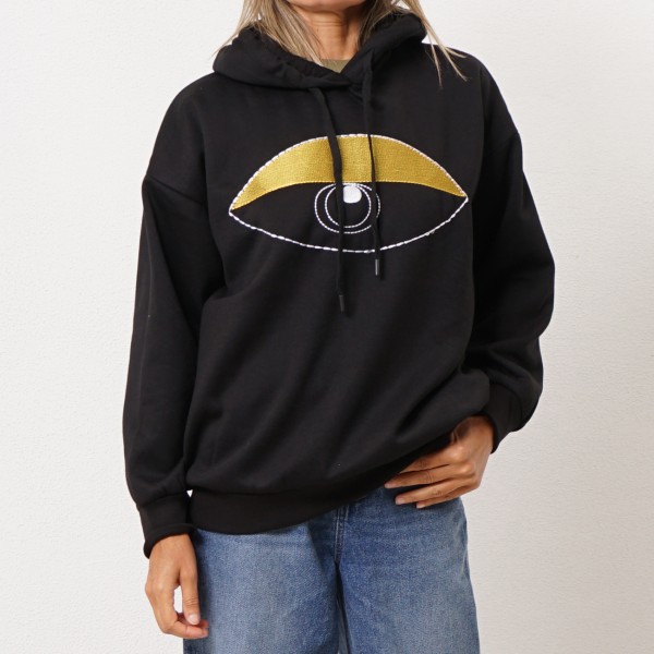 Embroidered brushed sweatshirt