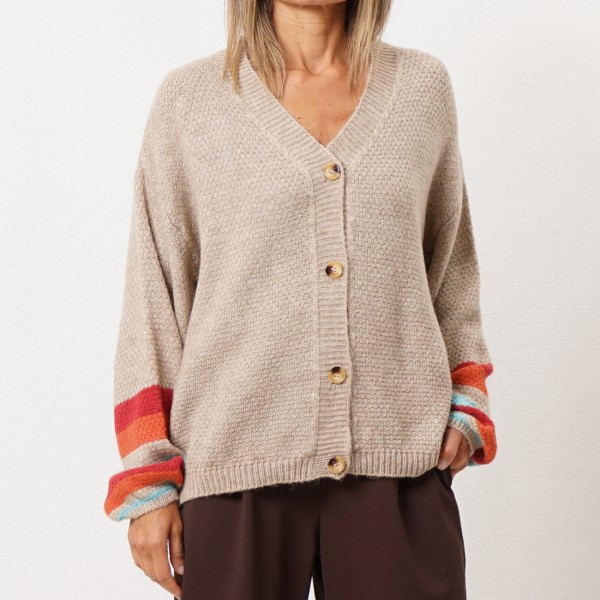 Knitted jacket with flared sleeves