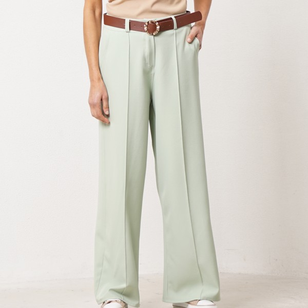 wide-leg pants with crease