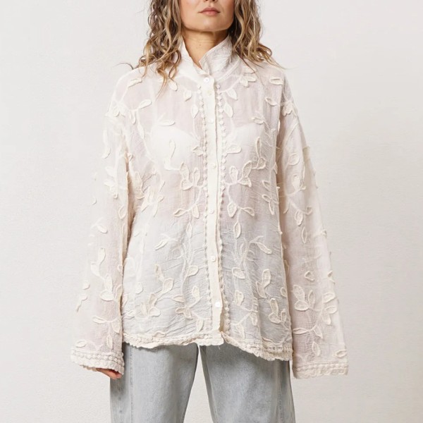 Embroidered blouse with raised design