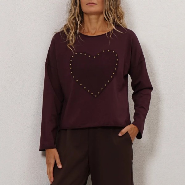 Cotton sweatshirt with stud detailing
