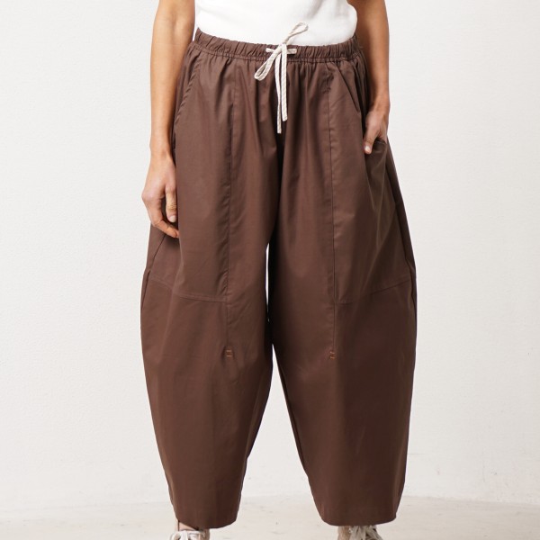 Elephant leg pants in poplin with drawstring (premium)