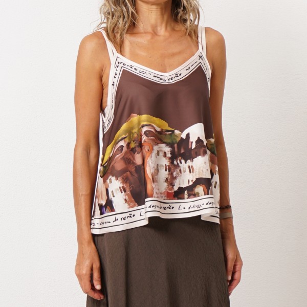 Satin top with print
