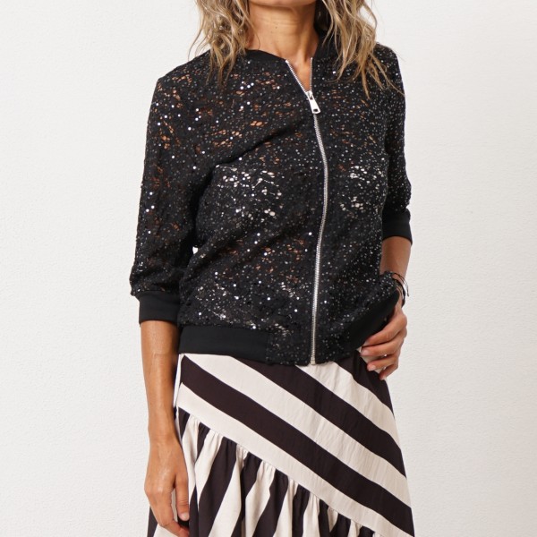 Bomber with lace and sequins
