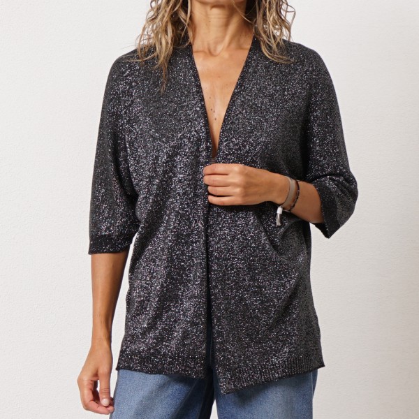 Knitted jacket with lurex