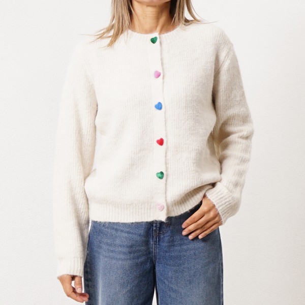 Knitted jacket with heart-shaped buttons