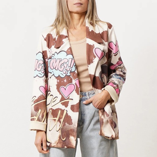 Printed suede blazer