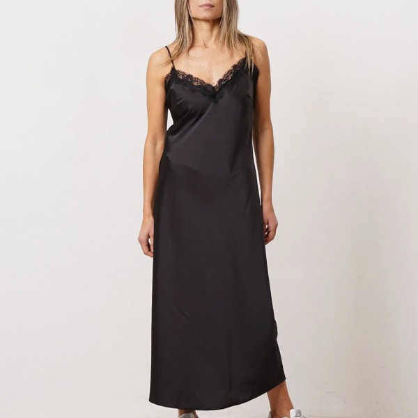 Satin dress with lace