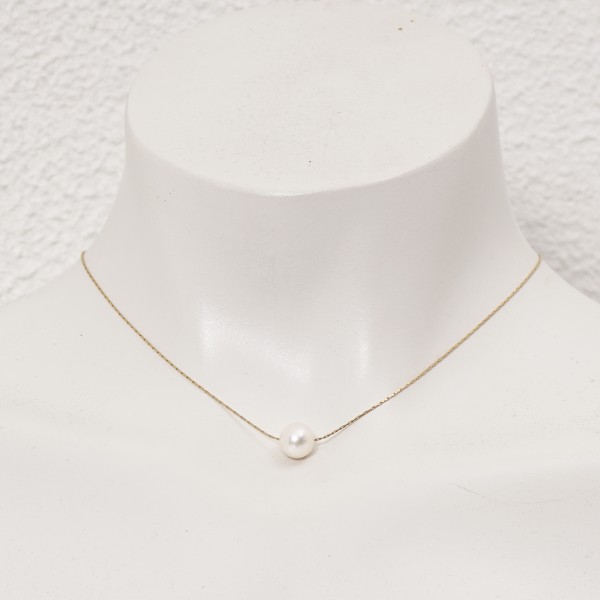 stainless steel necklace with pearl (surgical steel) without nickel