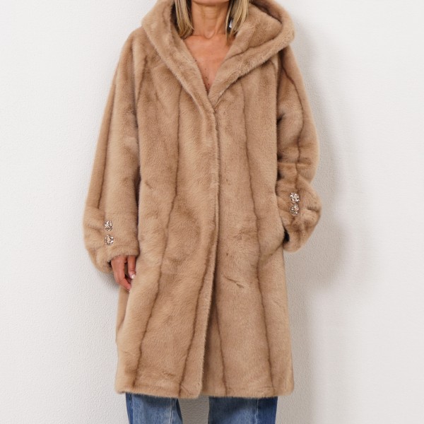 fur coat synthetic w/ hood (vison)