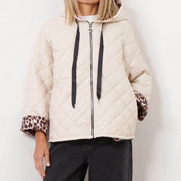 padded jacket with animal print interior