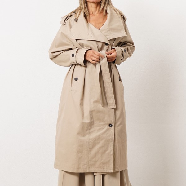 Oversized trench coat with plaid lining (premium)