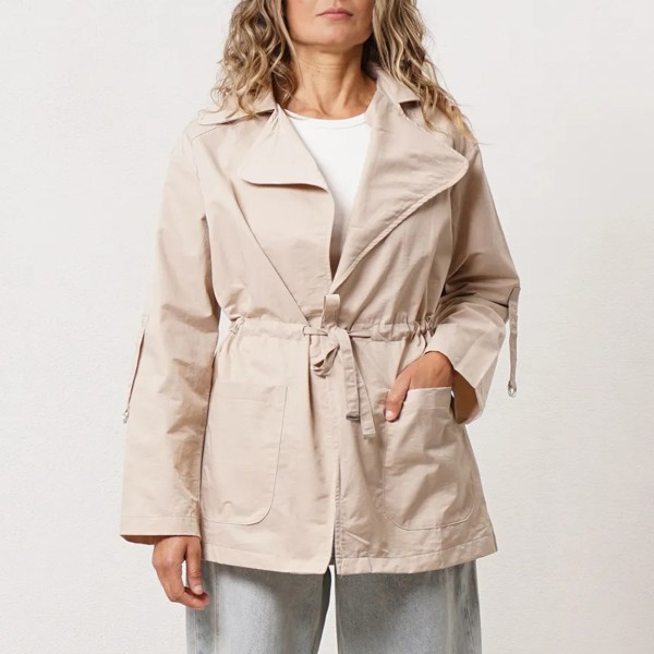 Gabardine with drawstring adjustment