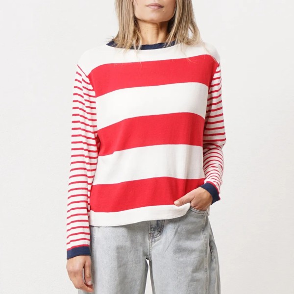 Striped knit sweater with cotton (jacquard)