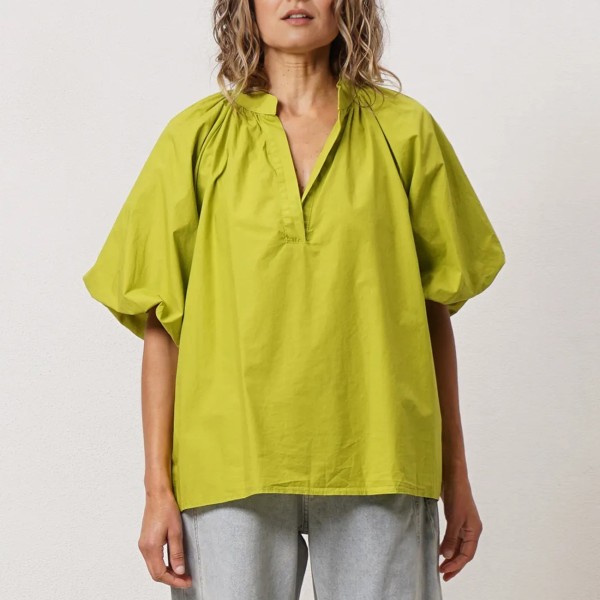 Poplin blouse with puff sleeves (premium)