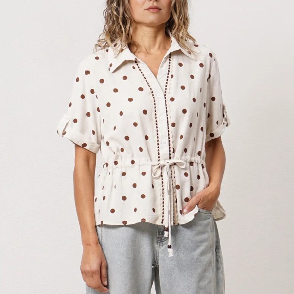 Linen/viscose blouse with lace