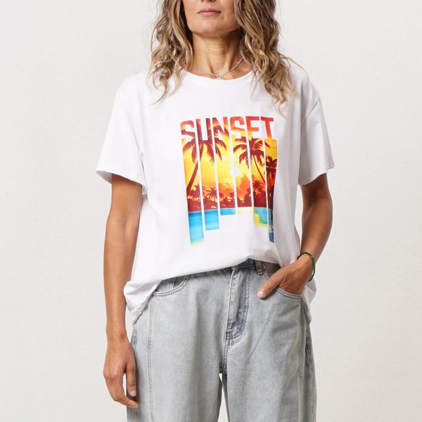 Cotton/elastane t-shirt (print)