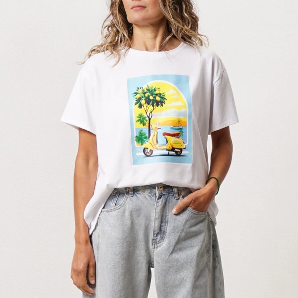 Cotton/elastane t-shirt (print)