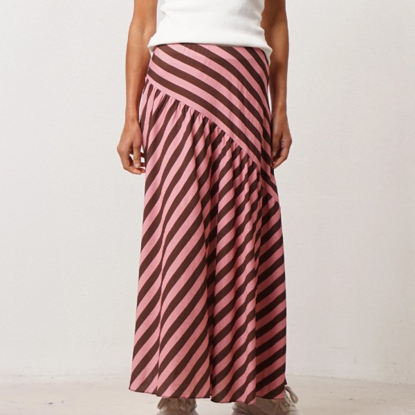 Striped skirt with ruffles in viscose