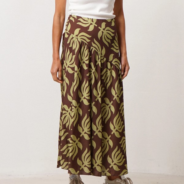 Viscose skirt with gathers