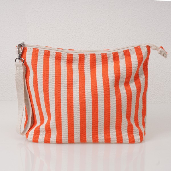Striped toiletry bag in twill fabric