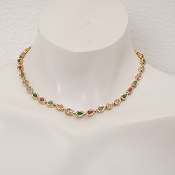 Stainless steel necklace with crystals (surgical steel) nickel-free