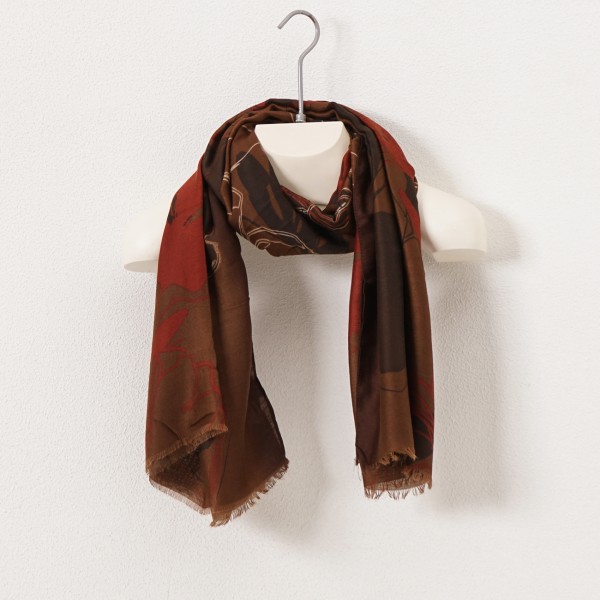 Printed scarf with lurex