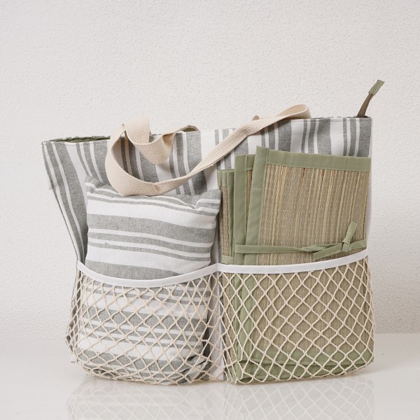 Beach bag with cushion and mat