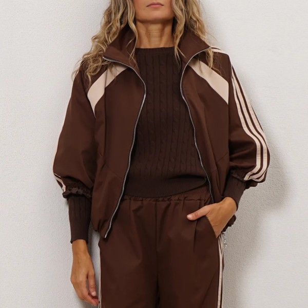 bomber jacket with balloon sleeves and waistband