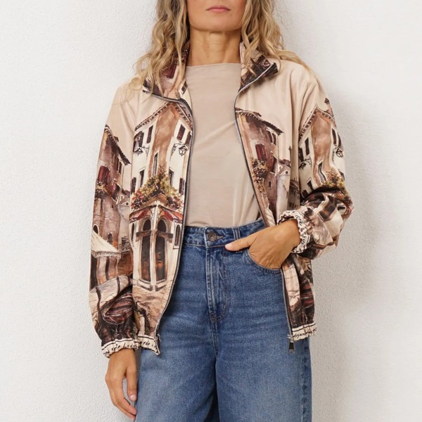 suede-printed bomber jacket