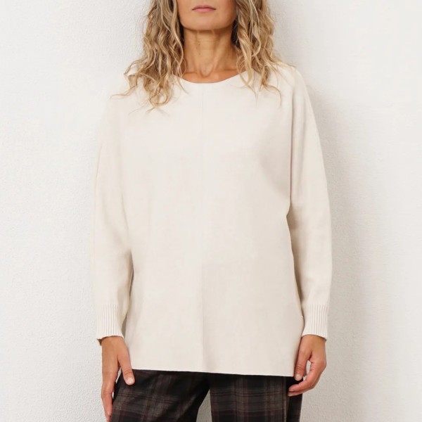 Knitted sweater with buttoned cuffs (soft touch)