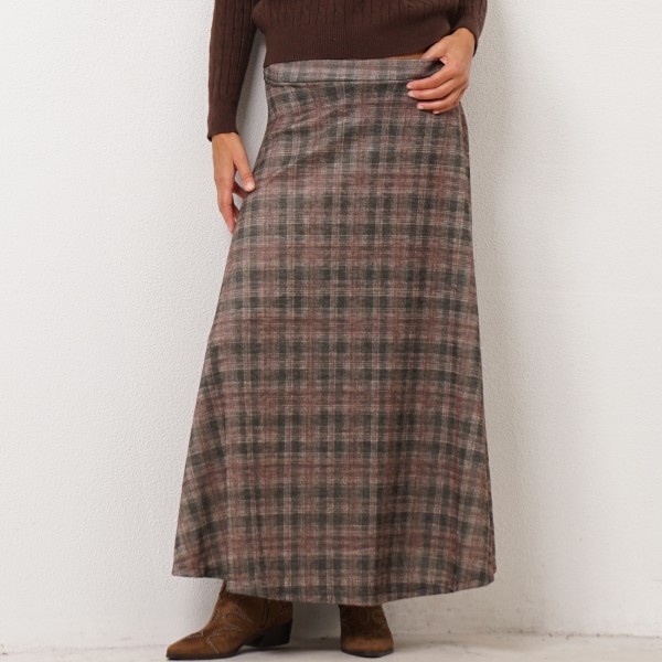 plaid skirt in godet style (knit fabric by the meter)