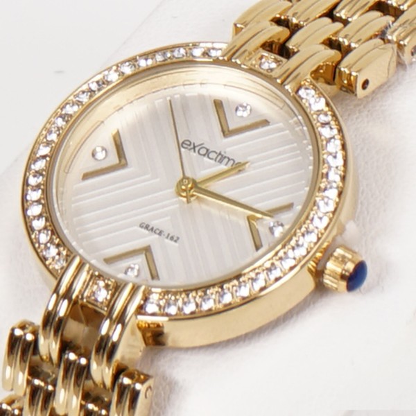 steel watch set with diamonds