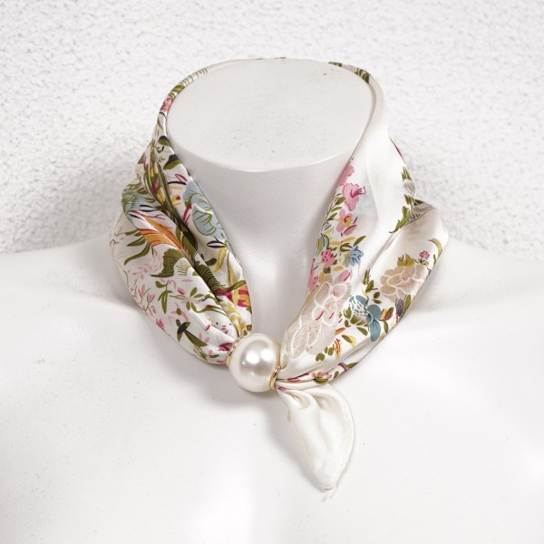 Silk/viscose scarf with pearl (magnet)