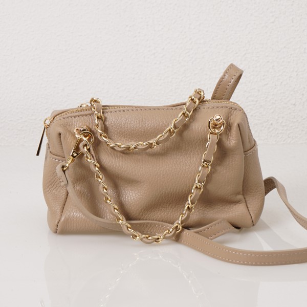 Leather bag with handles (gold chains)