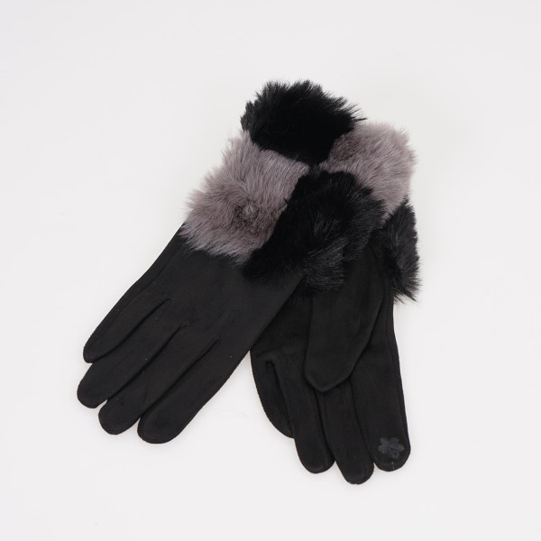 suede gloves with fur