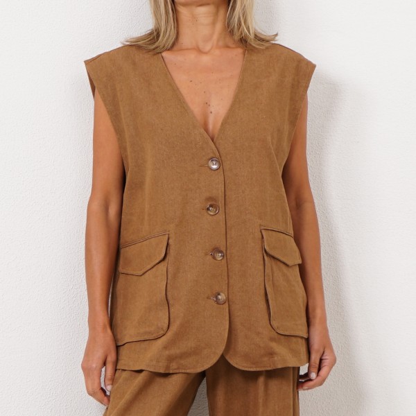 oversized twill vest