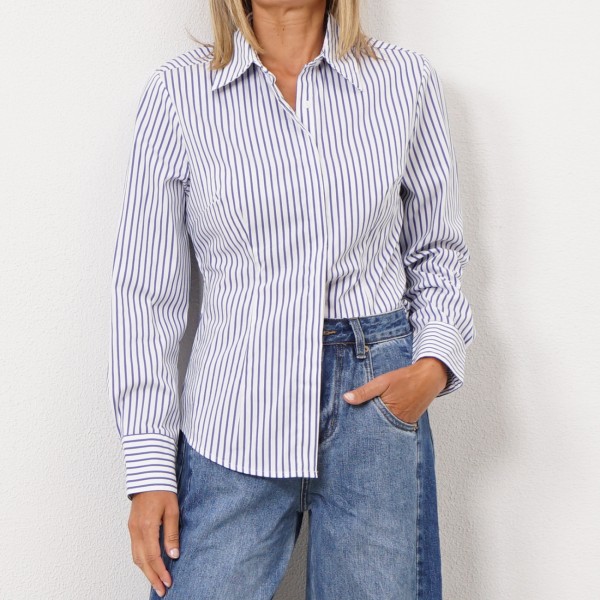 striped poplin blouse w/ tweezers