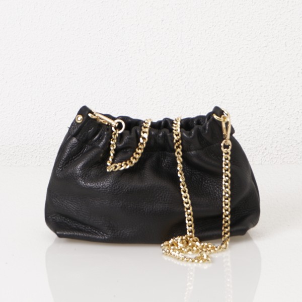 leather pochete (hammered) w/ chain loop