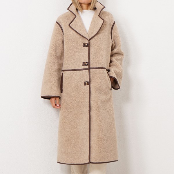 lamb fur coat with ecological leather insert (premium)