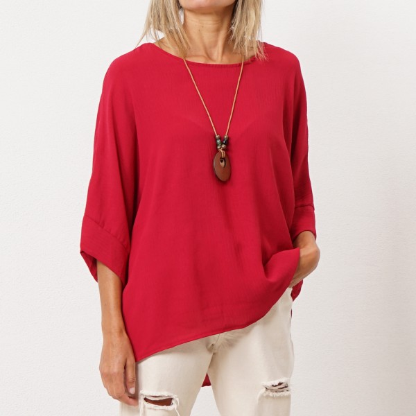 crepe blouse with necklace