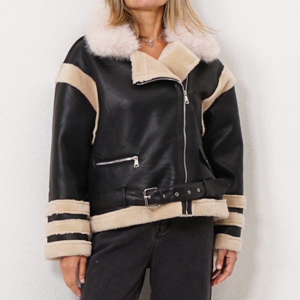 ecological leather jacket with fur