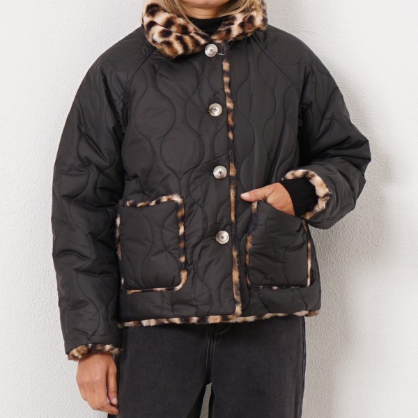 padded jacket/double-sided fur