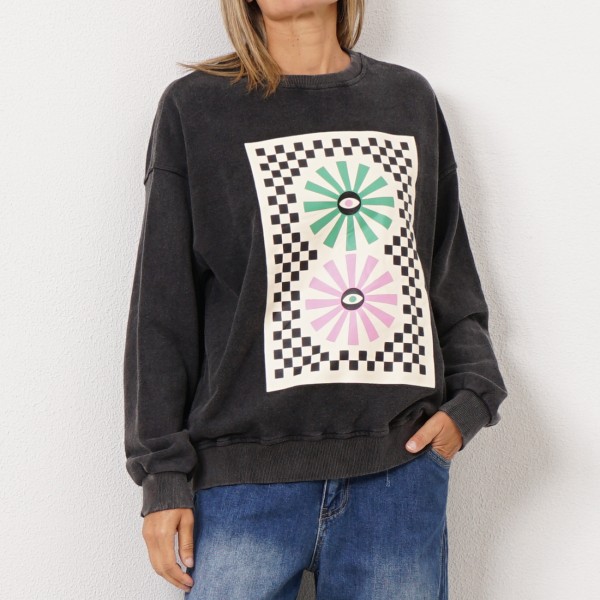 vintage oversize plush sweatshirt with print