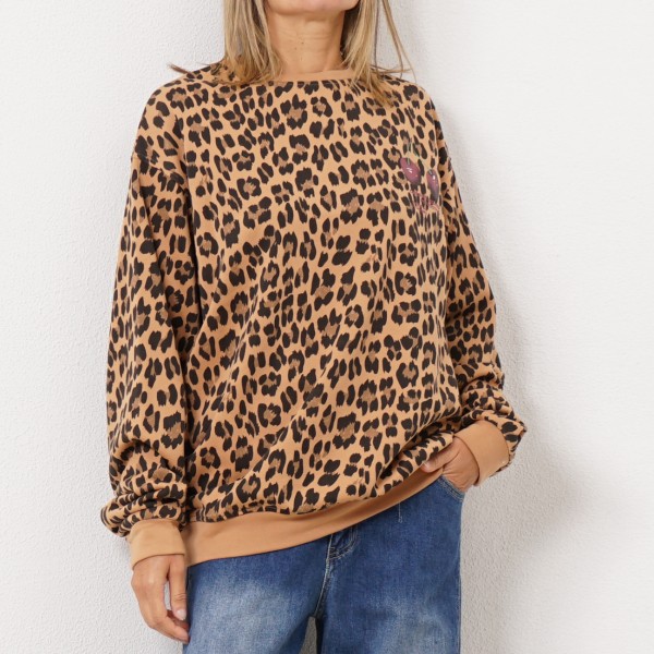 oversize fleece sweatshirt with print