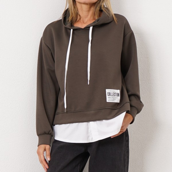 hooded sweatshirt with fabric application